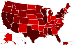 Épidémie de grippe H1N1 de 2009 aux États-Unis.      50 000+ cas     5 000+ cas     500+ cas     50+ cas     5+ cas     1+ cas